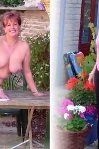 a ash-blonde lady with white g-string on her ample dark-hued pecker